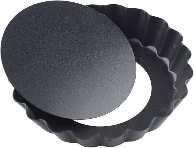 4” Quiche Pans with Removable Bottom, Non-stick, Fluted Sides, Mini Tart Pans, Round Shape, Set of 6