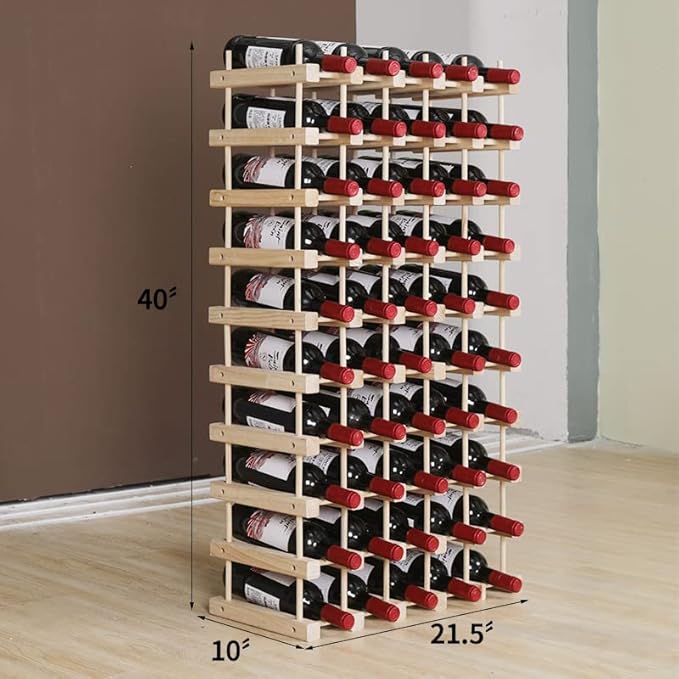 Wooden Stackable Storage Modular Small countertop Wine Rack Cabinet,Freestanding for Floor Wood Wine Bottle Shelf (50bottle)