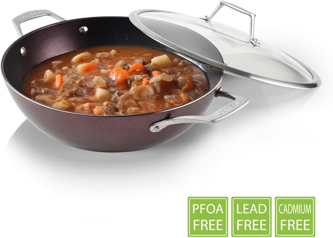 TECHEF - Art Pan Collection, 5 Qt / 12-in Nonstick All Purpose Chef Pan with Cover, Made in Korea (5-quart Chef Pan)
