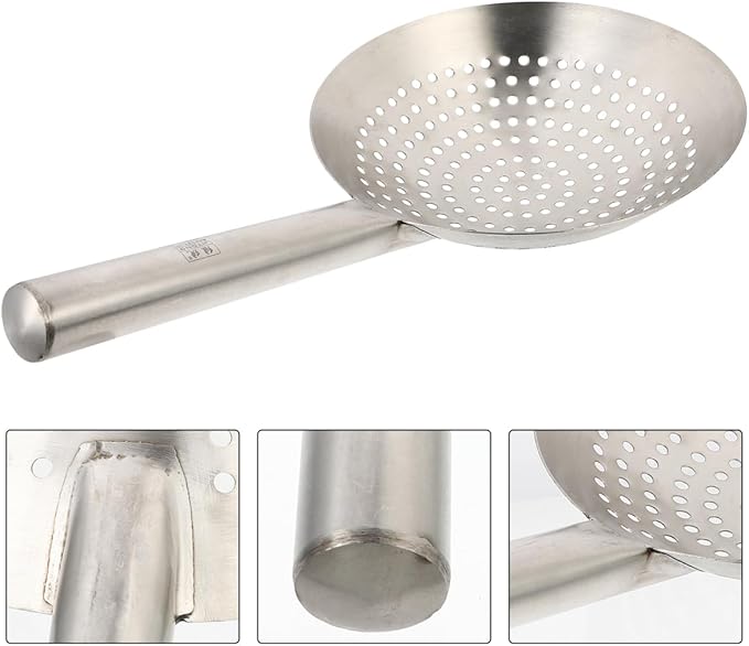 YARDWE Stainless Steel Skimmer Spoon Slotted Strainer Ladle Fine Mesh Wire Oil Filter Mandarin Colander Scoop for Kitchen Cooking (24CM)