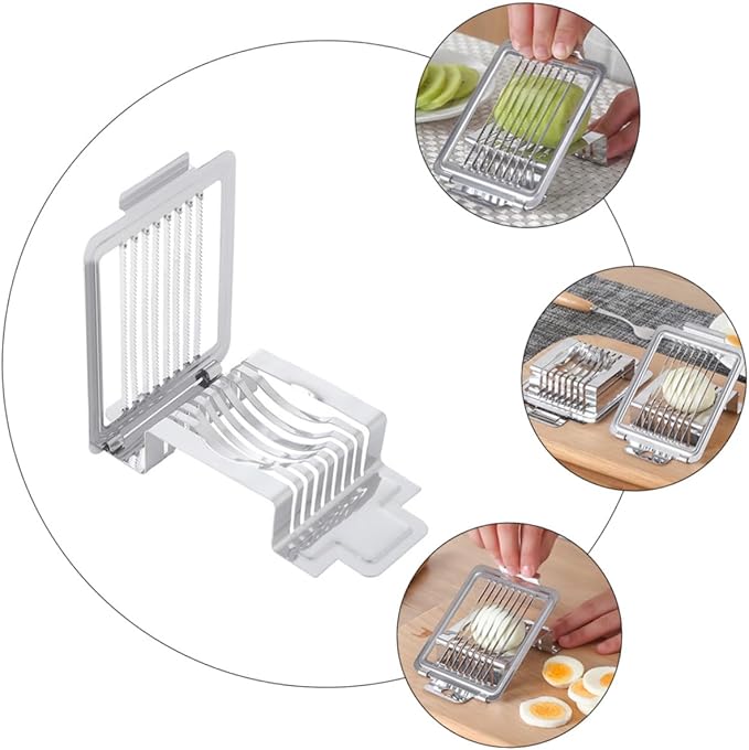 IMIKEYA Multifunctional Stainless Steel Egg Slicer Heavy Duty Cutter for Hard Boiled Eggs Mushrooms Cheese and Ham Easy to Clean Kitchen Wire Slicing Tool for Home and Professional Use