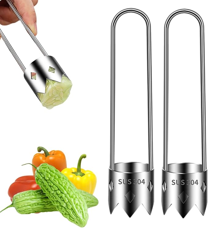 Red Bell Pepper Seed Corer, Stainless Steel Fruit Vegetable Quick Corers and Cave Tools, Apple Corer, Multifunction Pepper Corer Seed Remover Tool,Vegetables&Fruit Kitchen Gadget (2, A)