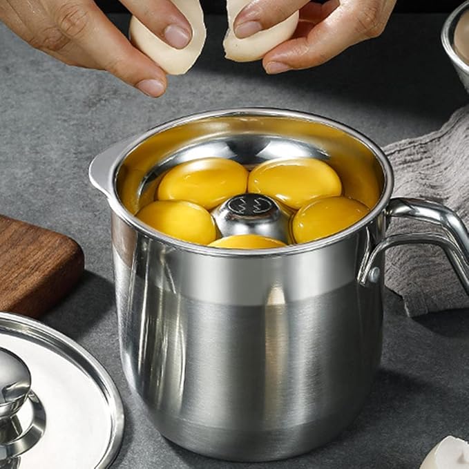 Angoily Egg Separator - Stainless Steel Egg Yolk White Separator Tool, Divider, Sieve, Kitchen Gadget, 1500ml Dividing Bucket with Yolk White Filter for Kitchen Use Silver