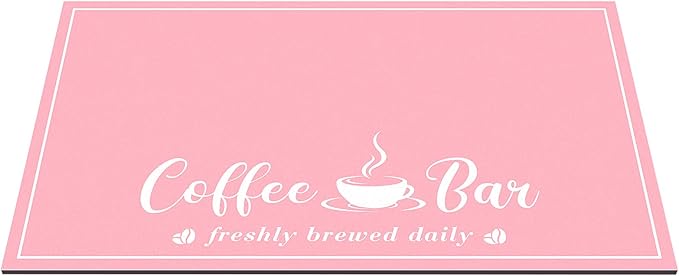 Absorbent Coffee Mat, Fashion Dish Drying Mat for Kitchen Counter Coffee Bar Accessories Espresso Machine Dish Rack 16" x 24" Pink