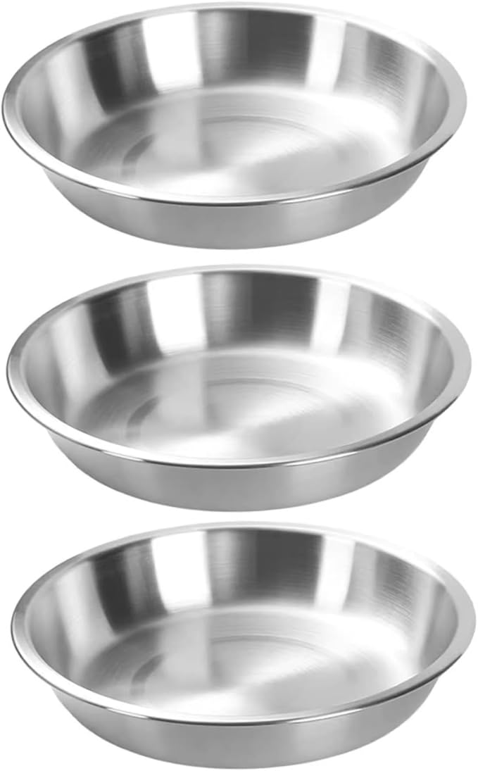 Uanqfegy Stackable Stainless Steel Pie Baking Dishes, 3Pcs Oven Safe Pie Pans for Baking, Kitchen Cookware Set, 9.5 Inch