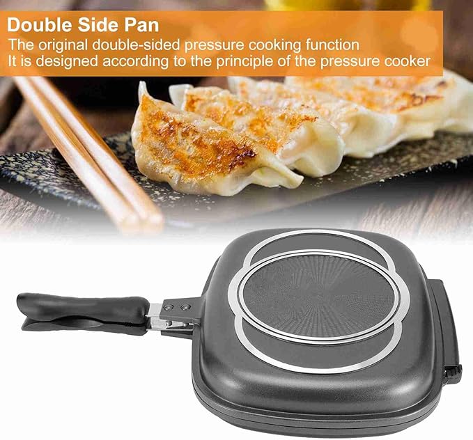 Double Side Grill Pan, Non Stick Aluminium Double Frying Pan, Sandwich And Panini Maker Baking pan for Barbecue, Chicken