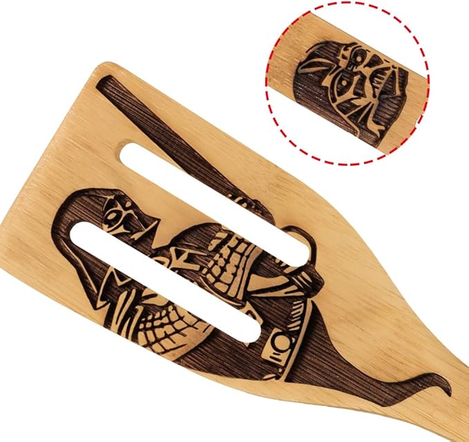 Star War Burned Wooden Spoons Utensil Set Gift Idea Cooking Serving Utensils Natural Bamboo Kitchen House Warming Presents Slotted Spoon 5 Piece