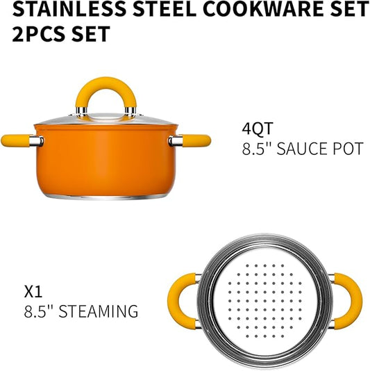 4 Quart Vegetable Steamer, Oranger Steamer for Cooking with Lid and Steaming Bucket, Gift for Housewarming Kitchen Decor, Dishwasher Safe