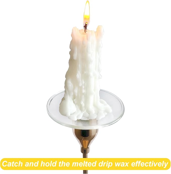 4 Pieces Bent Glass Candle Bobeches for Candlesticks, Taper Candle Wax Catcher Rings, Candle Wax Drip Protectors (Round)