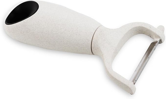 Fruit and Vegetable Peelers with Stainless Steel or Ceramic Blades, Wheat Straw Handles (Stainless Steel)