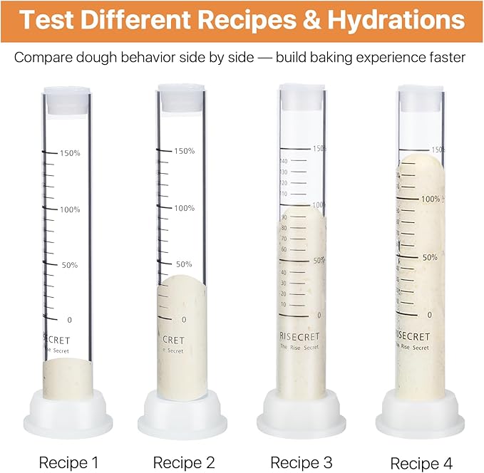 Sourdough Aliquot Jar for Sourdough Starter, Transparent Acrylic Measuring Tube for Dough Rise Tracking, Artisan Bread Baking Tool for Brioche, Panettone & Bakers (white, 1pcs acrylic)