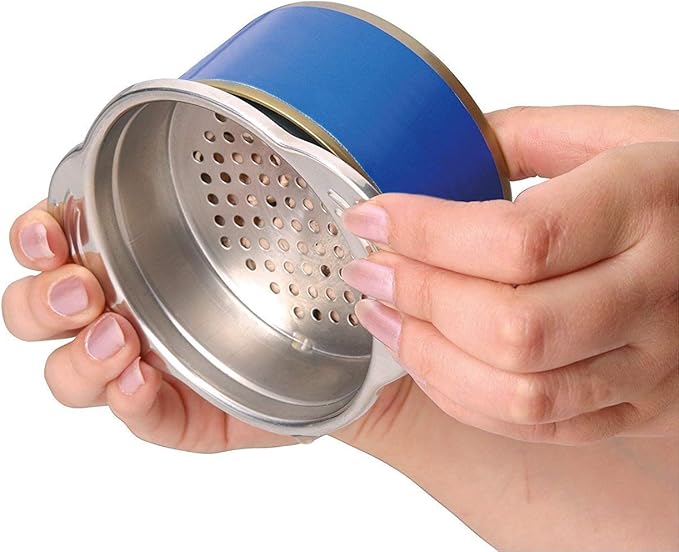 Stainless Steel Food Can Strainer Sieve Tuna Press Lid Oil Drainer Remover, Unique No-Mess Dishwasher Safe Design