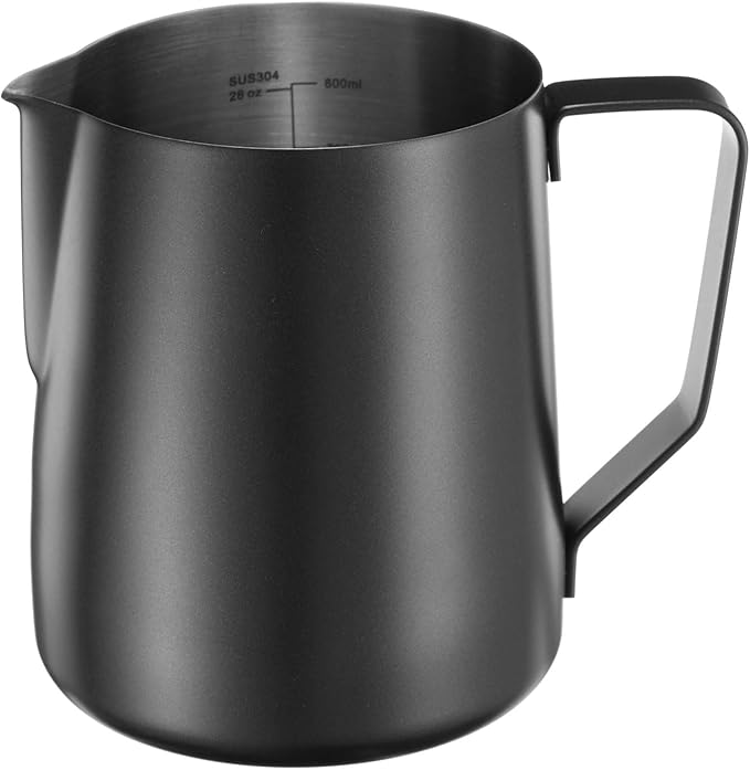 uxcell Milk Frothing Pitcher, 31oz / 900ml Stainless Steel Milk Frother Cup with Scale for Milk Steaming Pitcher Latte Art Cappuccino Coffee Espresso Accessories Tool, Black