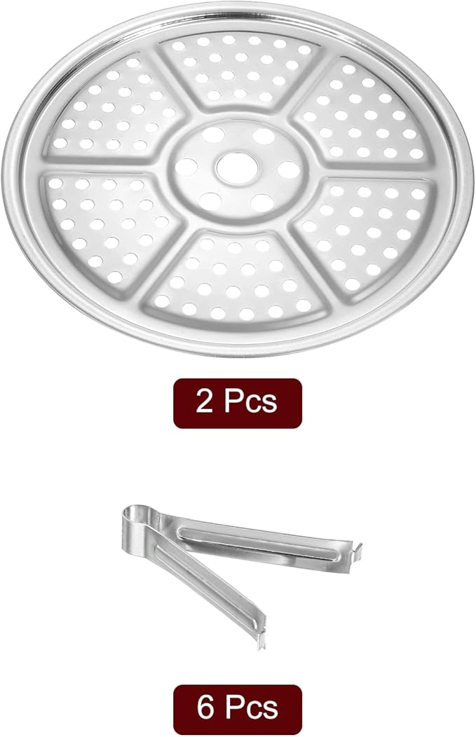 uxcell 2pcs Stainless Steel Steamer Rack with Stand, 8.6 Inches Pot Steaming Tray for Steamer Cookware Instant Pressure Cooker, Silver Tone