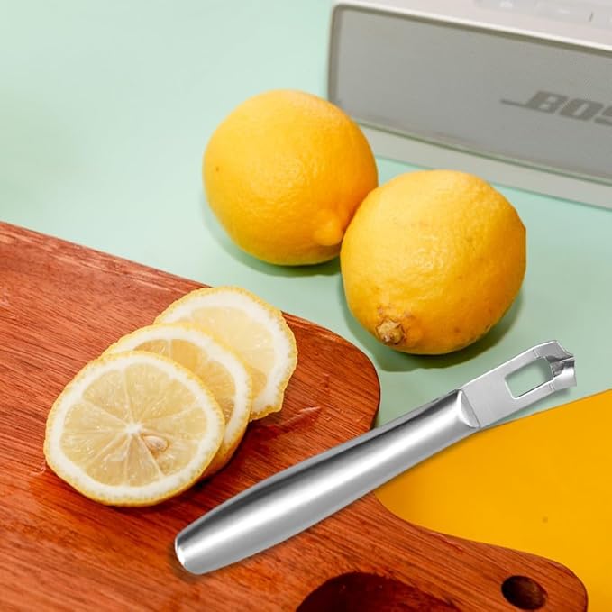 ZORZA 1Pcs Multipurpose Lemon Zest Peeler Stainless Steel Fruit Peeling Gadget with Triangle Channel Knife for Citrus Apples Potatoes Carrots