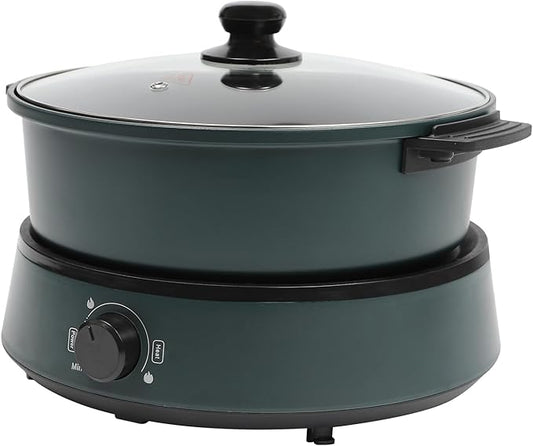 Electric Hot Pot with Induction Cooker Non-Stick Electric Skillet, Electric Pot for Cooking Burner with Shabu Shabu Pot Enjoy Chinese Hot Pot with Family and Friends (Dark Green)