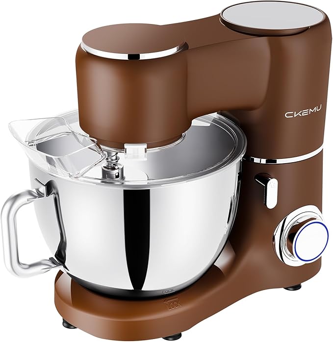 CKEMU Stand Mixer, 9-Quart Stainless Steel Bowl, 660W Professional Power, Multiple Speed Options, Sturdy Design, Easy to Clean, Lifetime Support, SM-1550(Caramel)