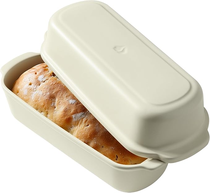 Navaris Loaf Dish with Lid - Ceramic Bakeware Tin for Baking Homemade Loaves - Stoneware Bread Pan for Oven - Dishwasher Safe and Easy to Clean - 34 cm x 13.5 cm (13.4" x 5.3")