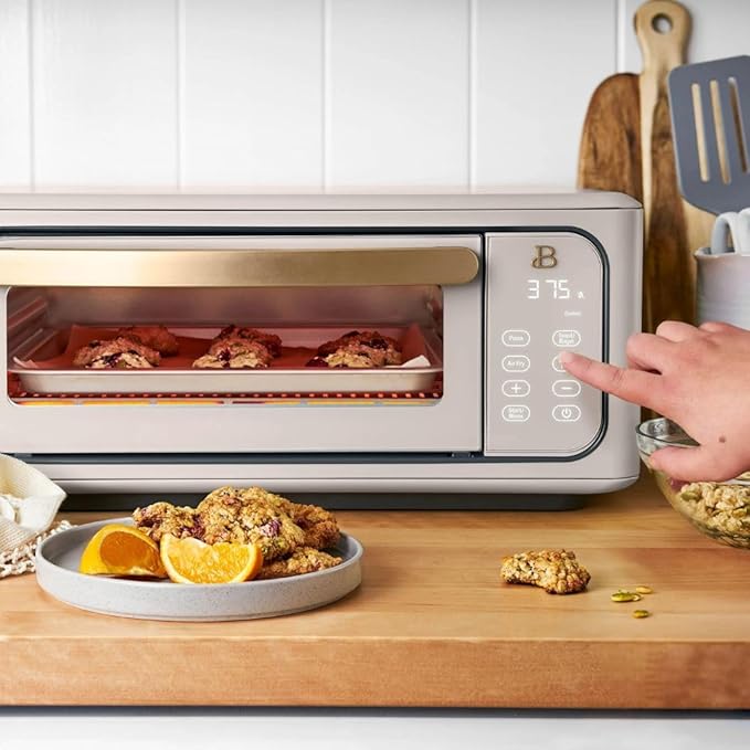 Beautiful by Drew Infrared Air Fry Toaster Oven 1800W with 9-Slice Capacity and Multi-Function Cooking (Porcine Taupe)