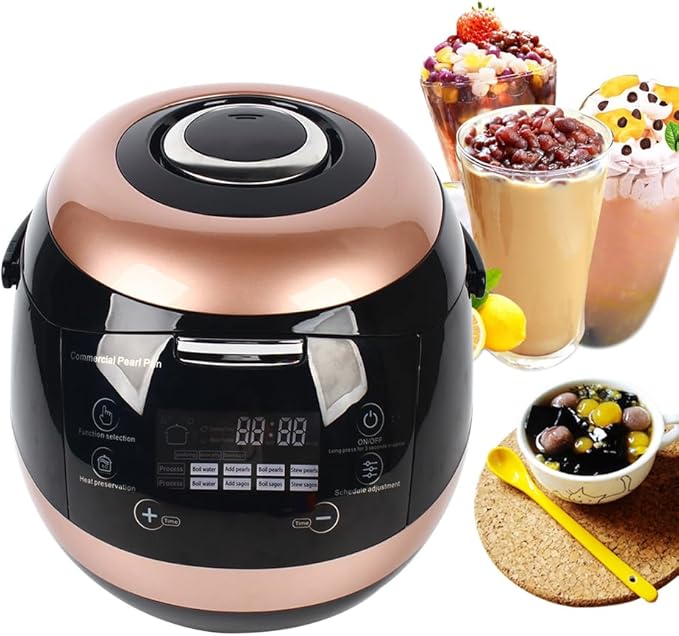 5L Automatic Pearl Pot, Commercial Household Non-Stick Pearl Pot, Professional Pearl Steamer Coffee Pot, 110V 900W Anti-Hot Design, Intelligent Touch Screen Control Panel