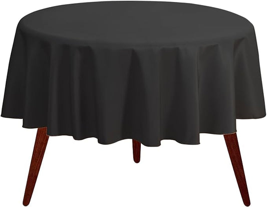 Gee Di Moda Round Tablecloth - 70 Inch Black Round Table Cloth for 24 to 48 Inch Round Tables - Heavy Duty Washable Fabric - for Buffet Table, Holiday Party, Dinner, Wedding & Baby Shower