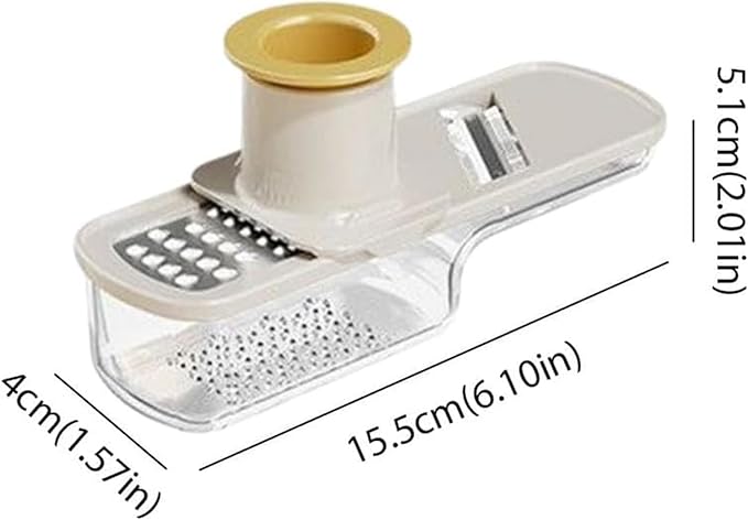 Mini Garlic Grinder, Multifunctional Garlics Grinder & Mandoline Slicer, 3-In-1 Garlic Slicer Veggie Shredder With Container, Hand Guard, For Can Grind, Slice And Shred (Beige+Green)