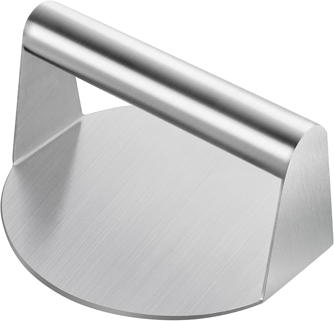 Burger Press, 5.5” Stainless Steel Round Hamburger Press, Hamburger Smasher with Smooth Edges, Non-Stick Grill Press for Smashburger, Meat, Ground Beef, Sausage, Bacon