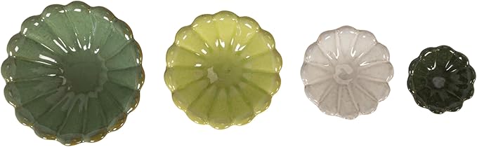 Creative Co-Op 4-Piece Stoneware Reactive Glaze Flower Shaped Bowl Set, Multicolor