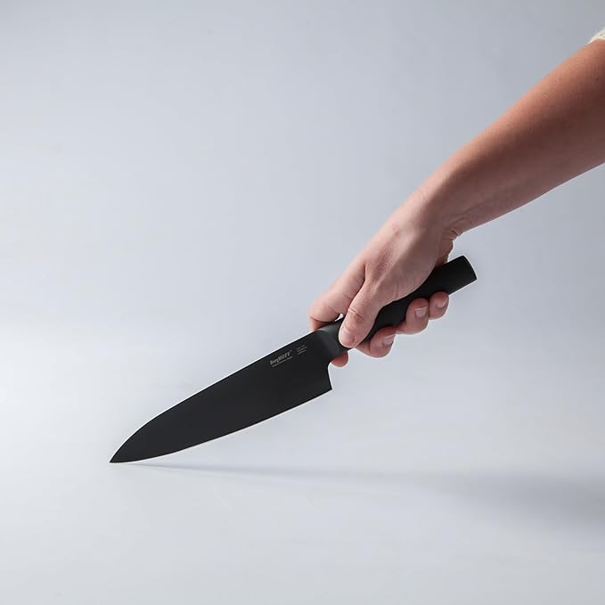 BergHOFF Ron 5Pc Non-stick Kitchen Knife And Wood Block Ergonomically Designed Handle Double-coated Titanium Sharp & Well Balanced Seamless Transition