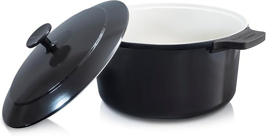Gotham Steel 5 Qt Lightweight Dutch Oven Pot with Lid & Holders, Ceramic Non Toxic, Oven Safe & Even Heat Retaining Dutch Oven for Bread Baking Sourdough, Soup, Casserole, 70% Lighter than Cast Iron