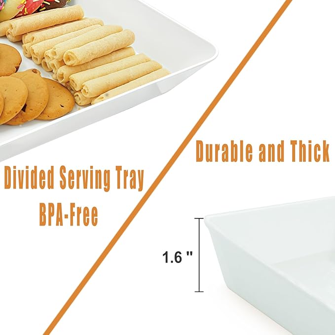 Serving Tray Platter, 22'' x 15'' x 1.6'', 2 Pcs Food Tray for Veggie Fruit Snack Dessert Cookie Cheese, Food Trays for Party Supplies Display, Large Platters for Serving Food, BPA Free