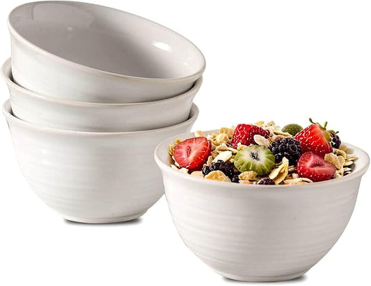 Soup Bowls, 40 Ounce Serving Bowls for Cereal Soup Salad Pasta Popcorn Oatmeal Breakfast, Durable Deep Ceramic Bowl Sets Suit For Housewarming, Microwave Safe & Dishwasher Safe, Arctic white
