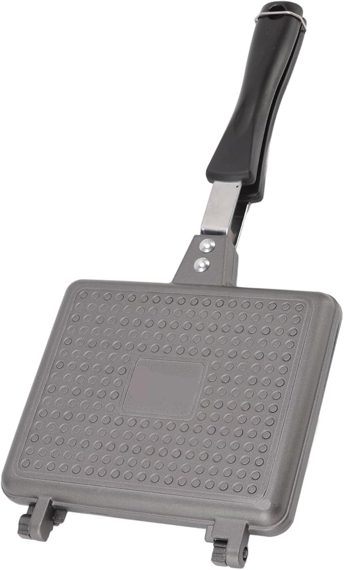 Waffle Baking Mold, Non Stick Cast Aluminum Waffle Maker, Easy Operation Square Waffle Pan for Stovetop, Indoor Outdoor Cooking, Uniform Heating with Thermal Insulation Handle