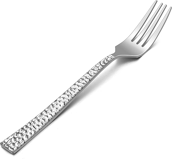 HaWare Hammered 12 Pieces Dinner Forks Set, Stainless Steel 7.9 Silverware for Home/Kitchen/Restaurant, Classic Elegant Design, Mirror Polished, Dishwasher Safe