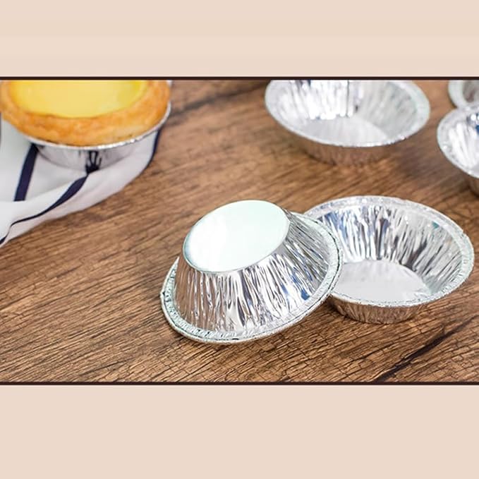 KALLORY Disposable Tart Pans 200Pcs Foil Tart Mold Non-Stick Baking Cups for Kitchen Baking Muffin Cooking