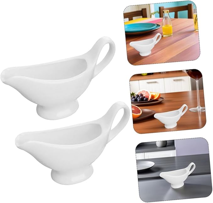 Cabilock Ceramic Gravy Boat 6.1X3.6In Porcelain Sauce Server with Handle for Gravy Salad Dressings Condiments and Sauces Ideal for Kitchen Dining and Entertaining
