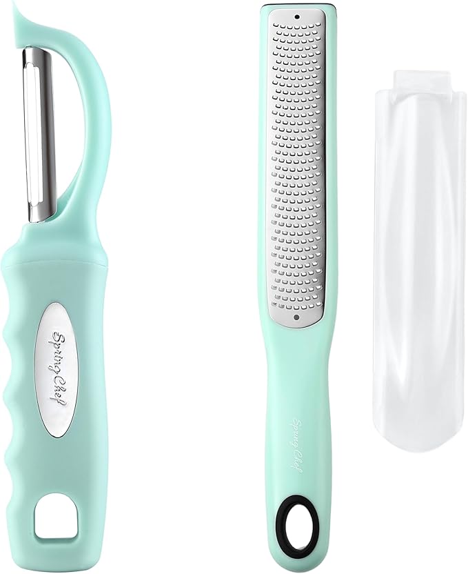 Spring Chef Stainless Steel Premium Swivel Peeler & Handheld Zester/Fine Grater - 2 Product Bundle - Mint