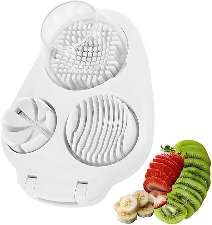3 in-1 Egg Slicer for Hard Boiled Eggs, 3 Way Egg Cutter Multifunction Kitchen Accessories Food Slicer for Strawberry Mushroom Grape Cherry Tomato