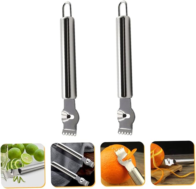 2pcs Lemon Zester Peeler Stainless Steel Citrus Peeler for Baking Cooking Camping