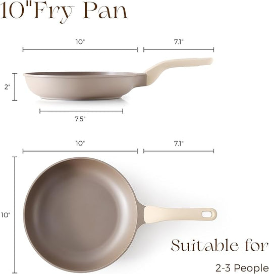 PRICUSIS Nonstick Frying Pan Skillet, Swiss ILAG Coating, 10 Inch Induction Compatible with Stay Cool Handle, PFOA Free Omelet Pan, Dishwasher Safe, Warp Resistant (Honey Apricot)