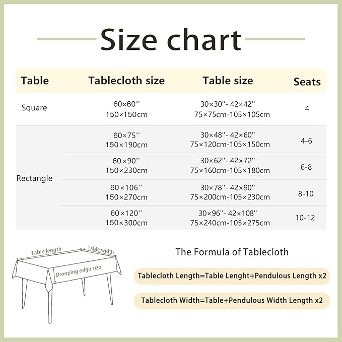 Alsoo Spring Textured Table Cloth Rectangle Tables 60X60 Inch Linen Table Cloth Waterproof Spill Proof and Wrinkle Free Table Cover for Dining Table, Kitchen, Parties and Holidays, Green