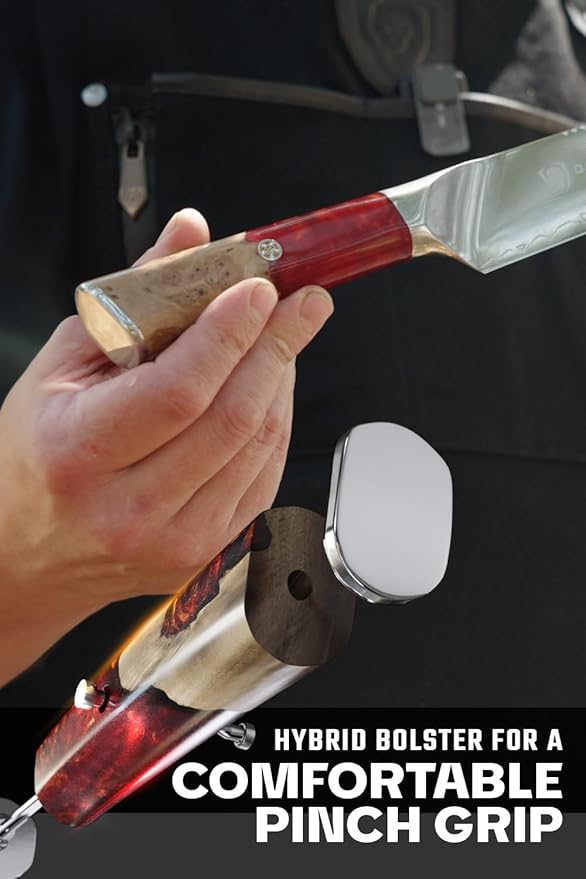 Dalstrong Slicing Knife - 12 Inch Slicer - Valhalla Series - 9CR18MOV HC Steel - Red Resin & Wood Handle - Razor Sharp - Carving, BBQ, Brisket - With Leather