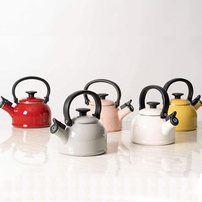 Fuji Enamel CTN-1.6WK.AP Whistling Kettle, Induction Compatible, 0.5 gal (1.6 L), Ash Pink