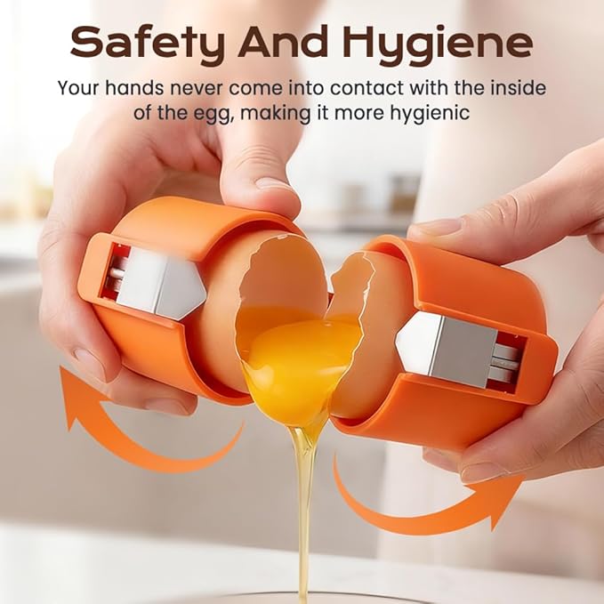 2026 New Egg Shell Opener, Stainless Steel Egg Cracker Tool, Multifunctional Egg Shell Opener for Raw & Hard-Boiled Eggs, Handheld Kitchen Gadget for Easy Peeling & Separating (1, Yellow)