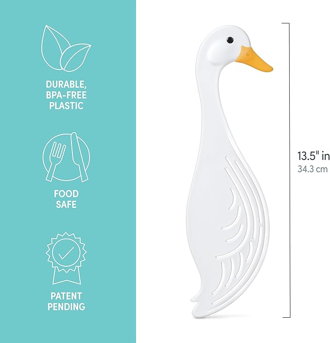 Genuine Fred WATERFOWL Goose Pot Strainer – Great for Pasta and Vegetables - Easy One-Handed Draining - Space-Saving Design - Funny Kitchen Gadget and Accessory