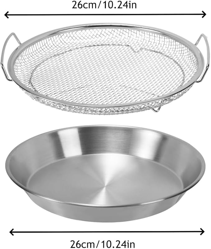 Stainless Steel Oil Strainer Set, 2-Piece Mesh Draining Rack with Catch Pan, Cooking Oil Filter, Oil Drain Pan, Grease Strainer, for Deep Frying, Kitchen Cooking (Large)