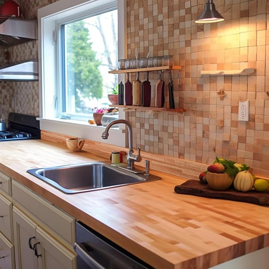 Cherry Wood Backsplash, 25x4x3/4 inches, USA-Grown Solid Hardwood, Pre-Sanded & Pre-Finished, Ready to Use, Ideal for Pairing with CONSDAN Butcher Block Countertop