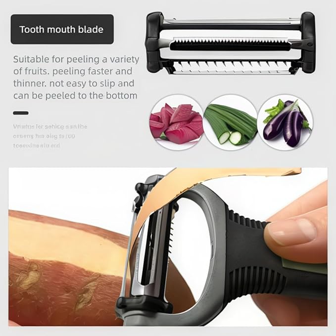 3 in 1 Vegetable Peelers for Kitchen, Adjustable Blade Switching Function, Carrots, Apples, Cucumbers, Julienne, Slicer, Sharp Stainless Steel, Non-Slip Handle