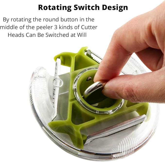 Apple Peeler “3 in 1” Multi-Functional Blades with a Button to Easy Switch | Non Slip Handle | Stainless Steel Kitchen Peeler for Fruits & Vegetables