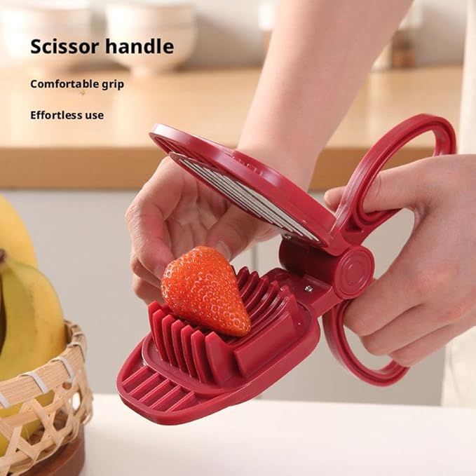 Strawberry Slicer,Egg Slicer for Hard Boiled Eggs,Multipurpose Stainless Steel Wire Fruit Cutter for Banana,Cucumber,Mushroom,Rapid & Safe Slicing Kitchen Gadgets